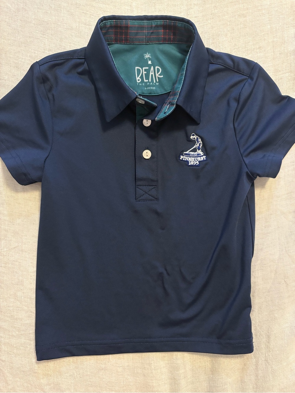 Bear The Palm Navy Embroidered Pinehurst 1895 Golf Polo 2-3Y/XXS